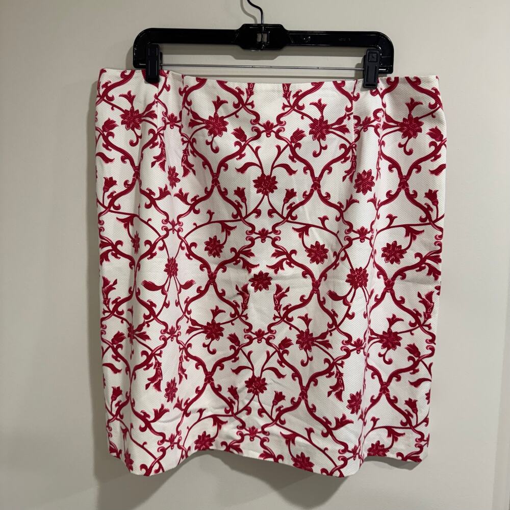 Talbots Womens Pink White Patterned Textured Pencil Skirt Plus Size 20 Stretch